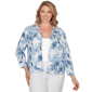 Plus Size Ruby Rd. French Riviera Floral Toile Denim Jacket - image 1
