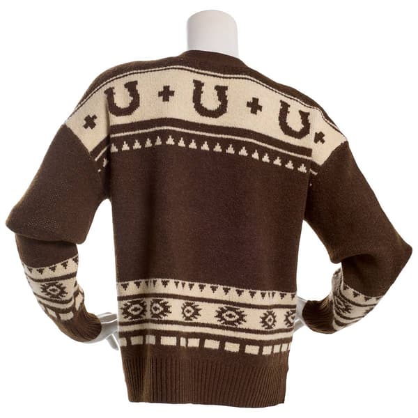 Juniors No Comment Mossy Western Button Front Cardigan -Chocolate
