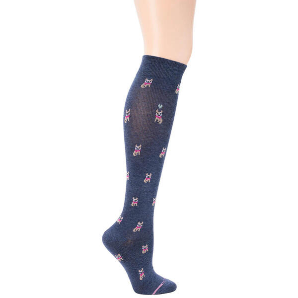 Womens Dr. Motion Compression French Bulldog Knee High Socks - image 