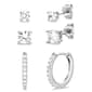 Sterling Silver & Rhodium Cubic Zirconia Stud &  Hoop Earring Set - image 1