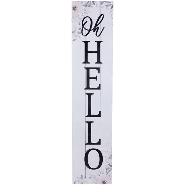 Northlight 36in. Floral "Oh Hello" Wooden Porch Board Sign