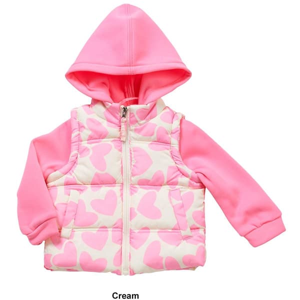 Toddler Girl Pink Platinum&#174; Heart Puffer Vest Jacket