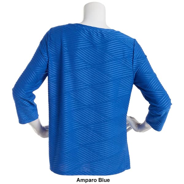 Petite Emily Daniels 3/4 Sleeve Texture Embossed Blouse
