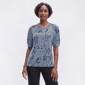 Womens Emily Daniels Elbow Sleeve Floral Shoulder Button Blouse - image 1