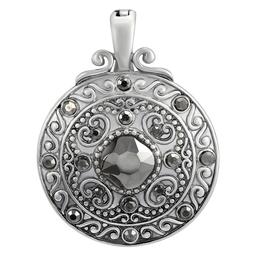 Wearable Art Silver-Tone Artisan Disc Crystal Stone Enhancer
