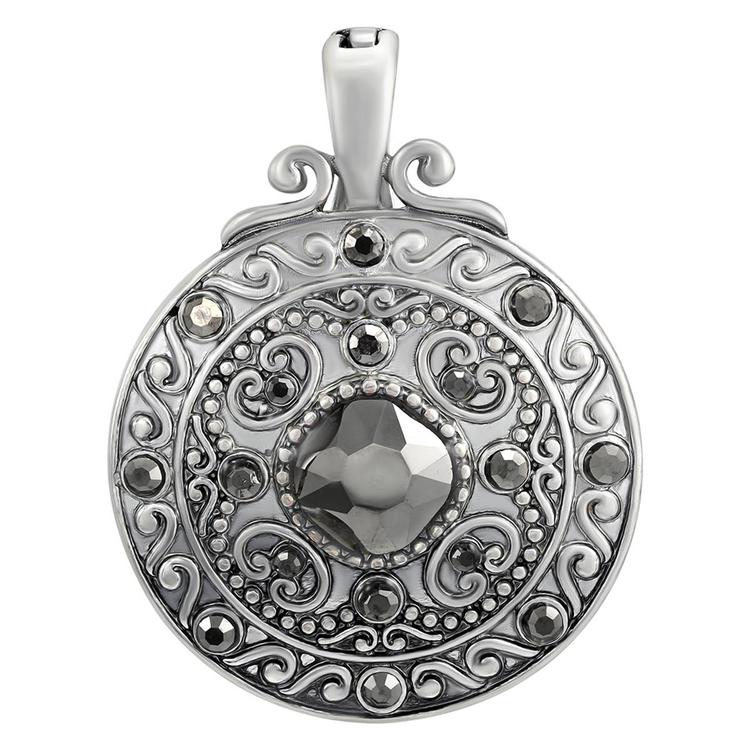 Wearable Art Silver-Tone Artisan Disc Crystal Stone Enhancer