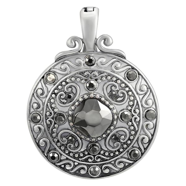 Wearable Art Silver-Tone Artisan Disc Crystal Stone Enhancer - image 