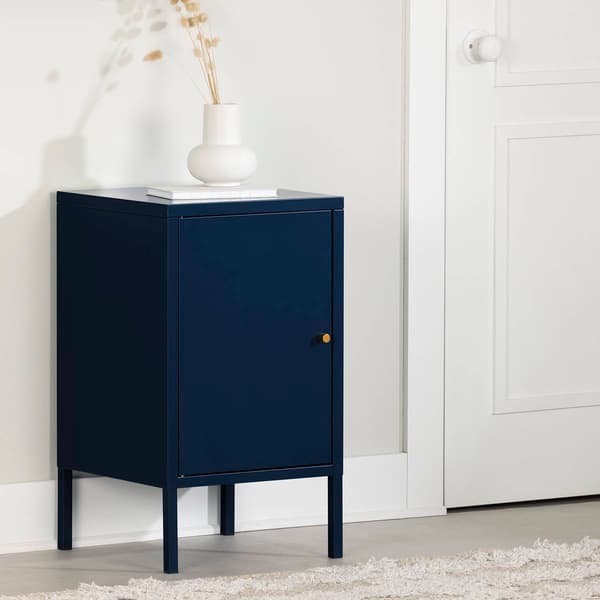 South Shore Crea Dark Blue Metal 1-Door End Table