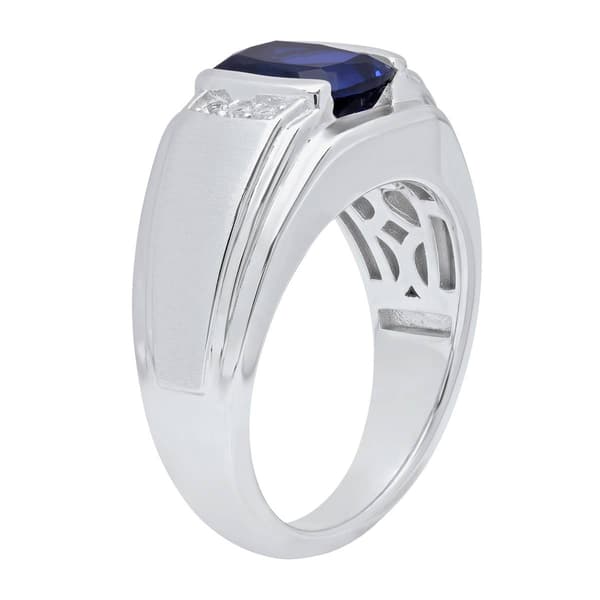 Mens Gentlemen''s Classics™ Created Blue & White Sapphire Ring