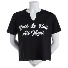 Juniors No Comment Rock & Roll Club Notch Neck Graphic Tee