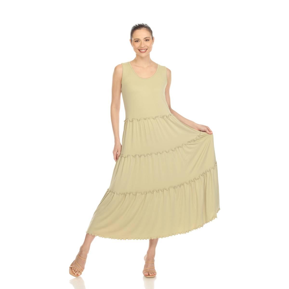 Womens White Mark Scoop Neck Tiered Midi Dress