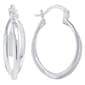 Fine Silver Plated 30mm Double Oval Textured Hoop Earrings - image 1