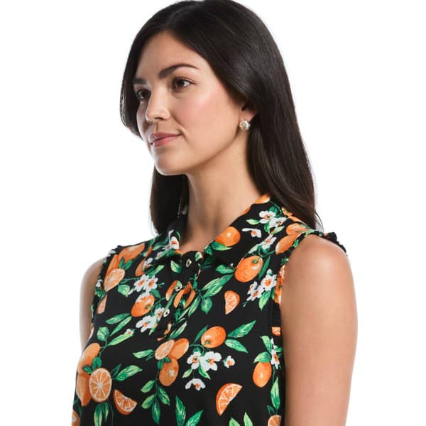 Womens Rafaella® Sleeveless Ruffle Trim Orange Blossom Polo