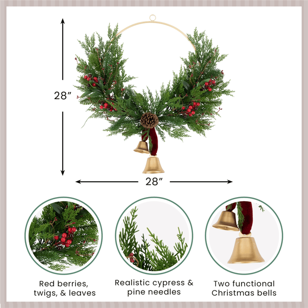 Northlight Real Touch™ Cypress & Pine w/ Berries Christmas Wreath