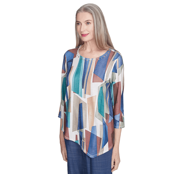 Womens Alfred Dunner Summer Solstice Stained Glass Blouse