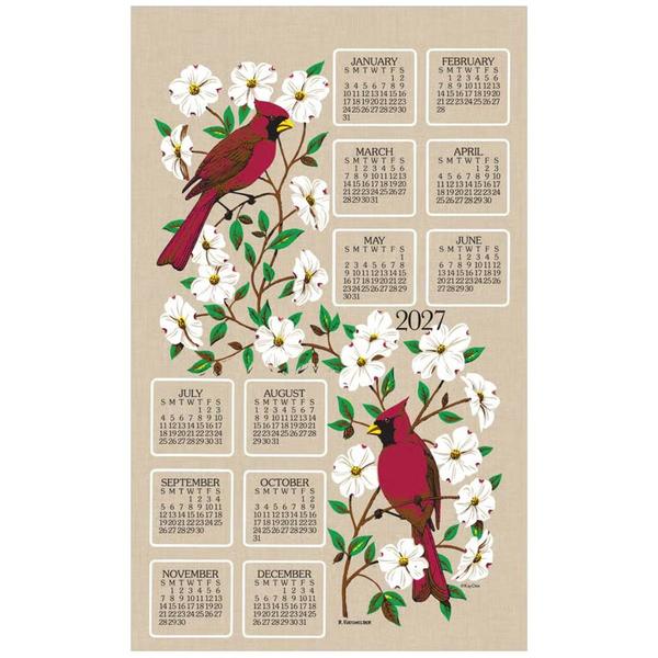 Kay Dee 2027 Dogwood Cardinal Calendar Towel - image 