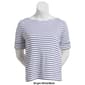 Petite Hasting & Smith Elbow Sleeve Stripe Boat Neck Tee - image 4