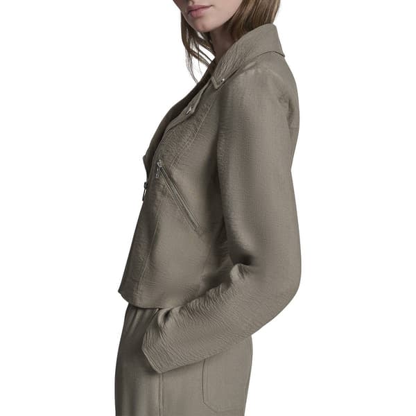 Womens DKNY Sport Long Sleeve Zip Front Crinkle Moto Jacket