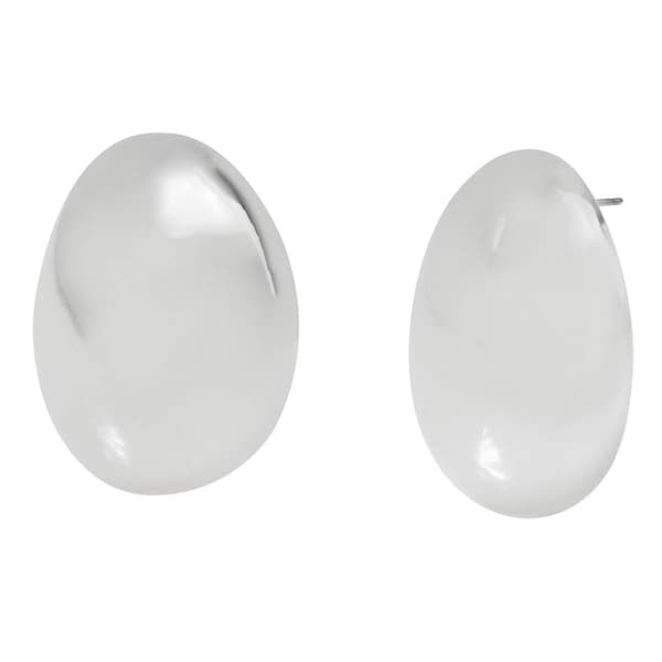 Steve Madden Rhodium Oval Sphere Post Earrings