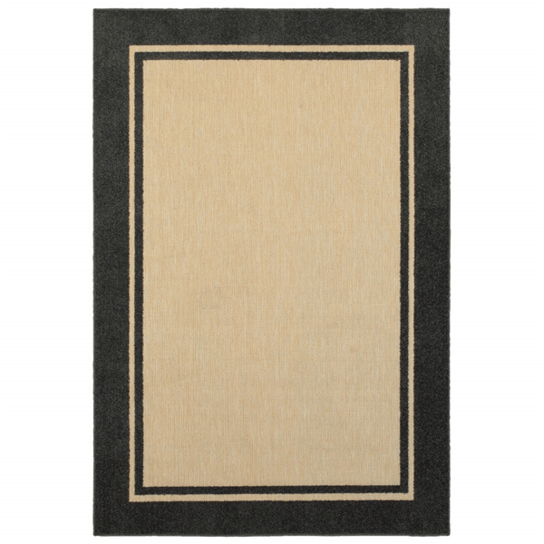 HomeRoots Beige & Black Indoor/Outdoor Rectangular Area Rug
