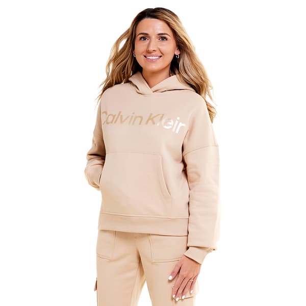 Womens Calvin Klein Performance Metallic CK Pullover Hoodie