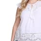 Plus Size NY Collection Flutter Cap Sleeve Eyelet Tie Neck Blouse - image 4