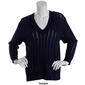 Womens Calvin Klein Long Sleeve V-Neck Open Stitch Stripe Sweater - image 5