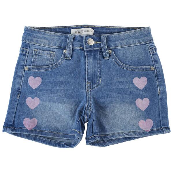 Girls &#40;7-14&#41; YMI&#40;R&#41; Basic 5 Pocket Pink Heart Shorts - image 