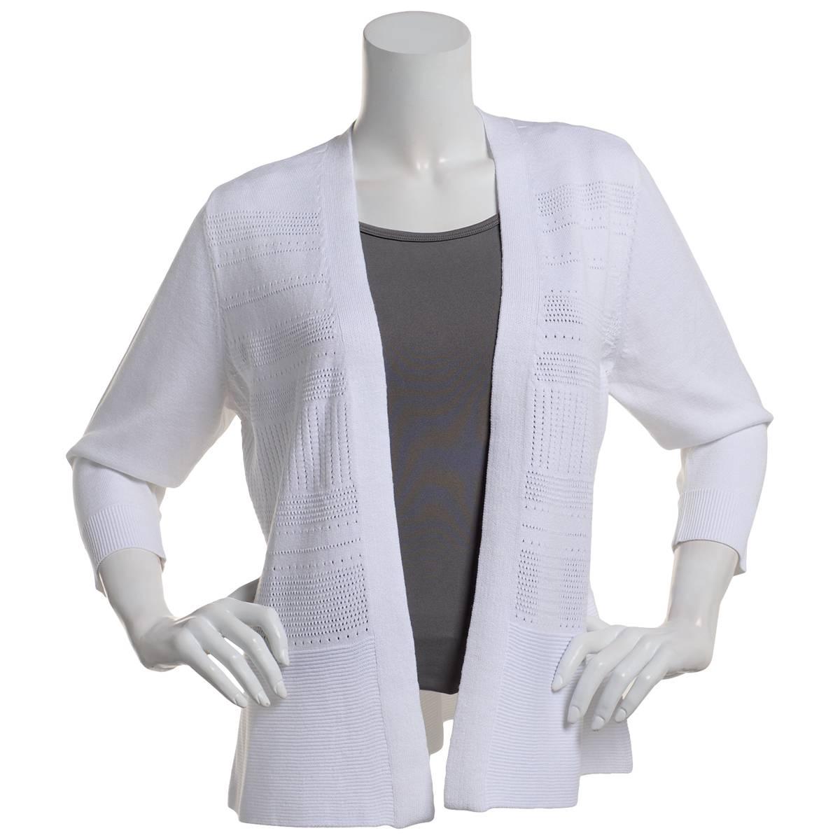 Womens 89th & Madison 3/4 Sleeve Solid Cardigan
