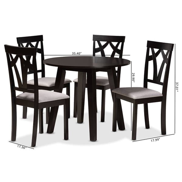 Baxton Studio Derya Modern Grey Fabric Wood 5pc. Dining Set