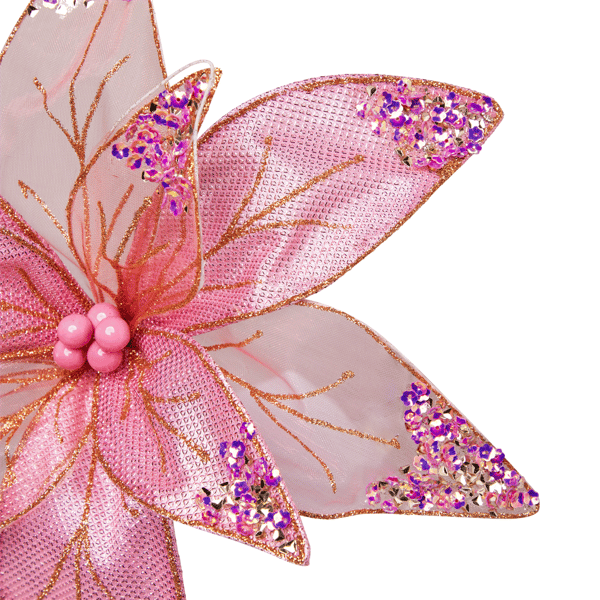 Northlight Glitter & Sequin Poinsettia Clip-on Christmas Ornament