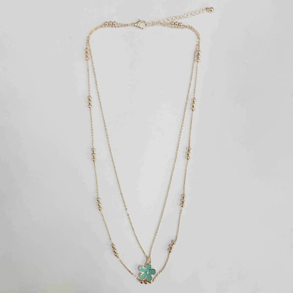 Ashley Gold-Tone Layered Daisy Pendant Necklace - image 