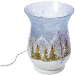 Transpac Snowy Christmas Reindeer LED Glass Hurricane