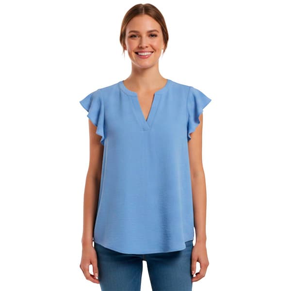 Womens Adrianna Papell Solid Cap Flutter Sleeve Airflow Blouse - image 