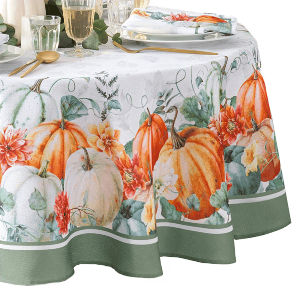 Threadmade Pumpkin Harvest Vine Double Border Tablecloth