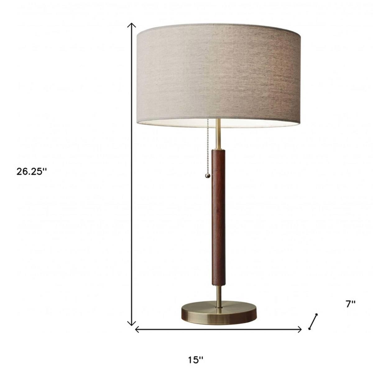 HomeRoots 26in. Antiqued Brass Solid Wood Table Lamp