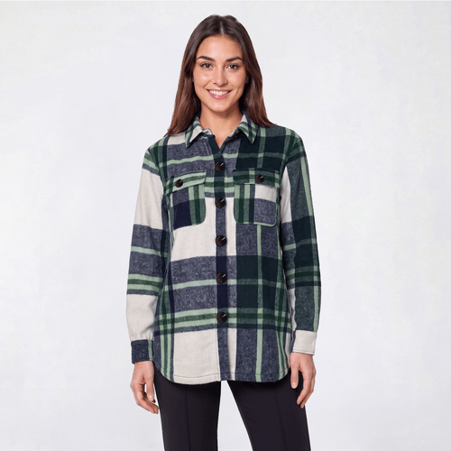 Womens Mountain Ridge Plaid Twill Shacket - Navy Gianna - image 