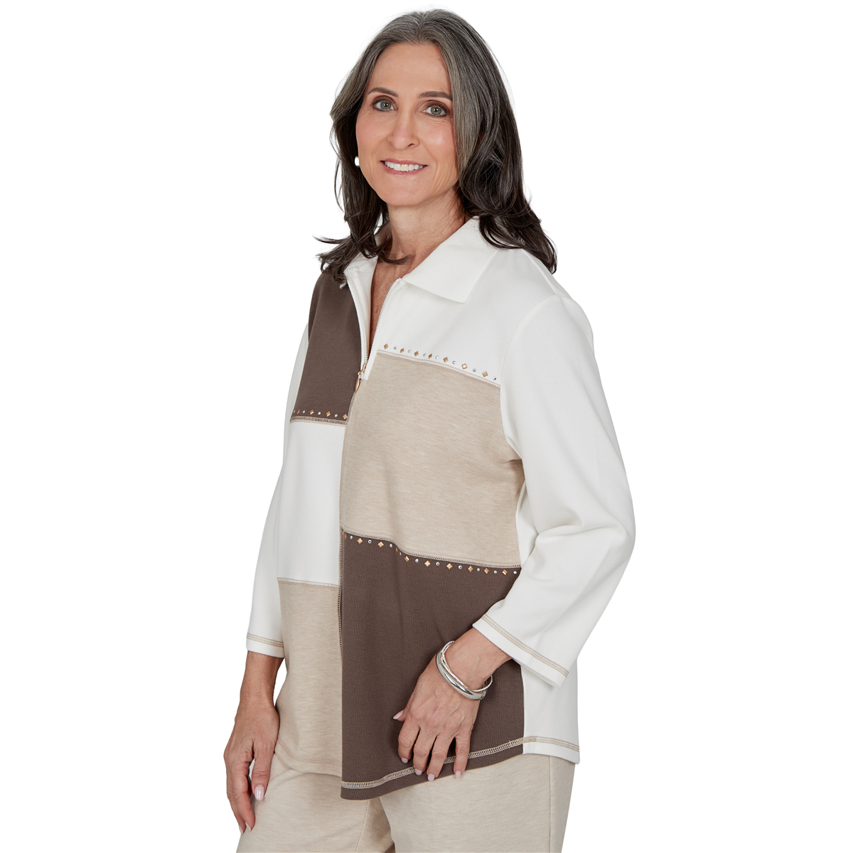 Petite Alfred Dunner Luxe Be A Lady Color Block Sweatshirt