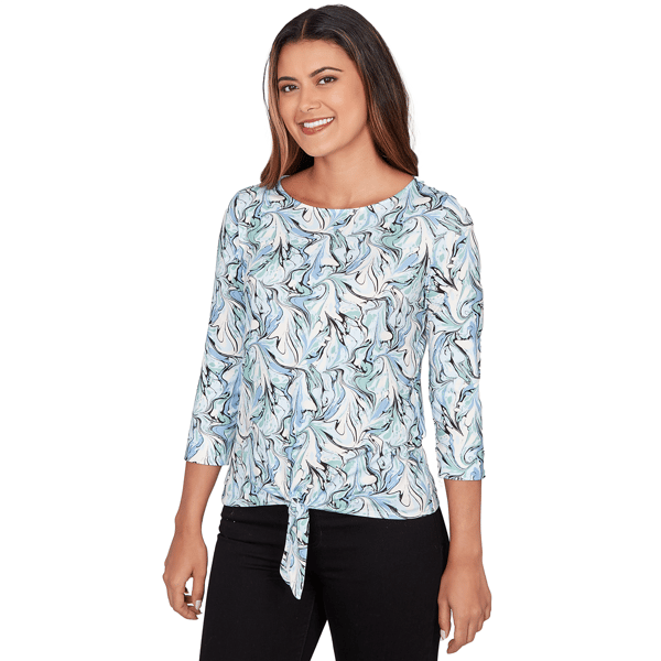 Womens Emaline Key Items 3/4 Sleeve Twist Front Abstract Blouse