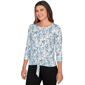 Womens Emaline Key Items 3/4 Sleeve Twist Front Abstract Blouse - image 3