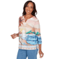 Womens Alfred Dunner Beachcomber Sunset Beach Keyhole Blouse - image 3