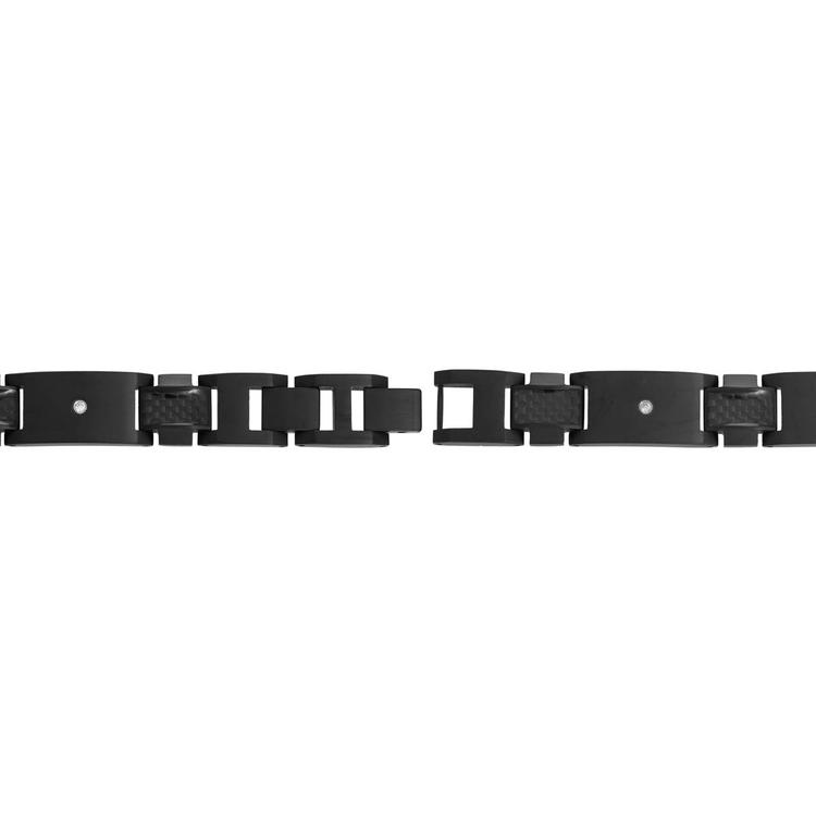 Mens Lynx Cubic Zirconia & Black Ion-Plating Bracelet