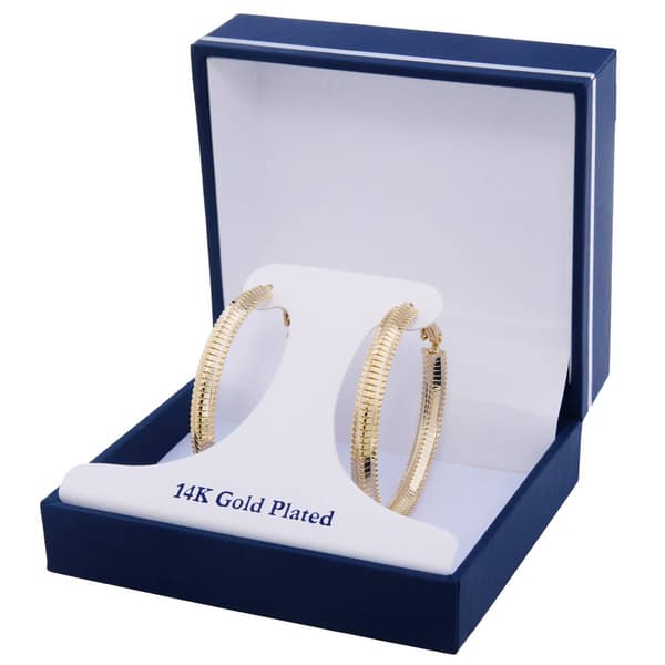 14kt. Gold Over Brass 39mm Textured Hoop Earrings