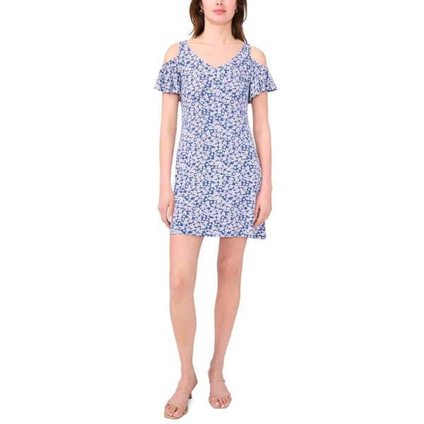 Petite MSK Flutter Cold Shoulder Floral Swing Shift Dress - image 