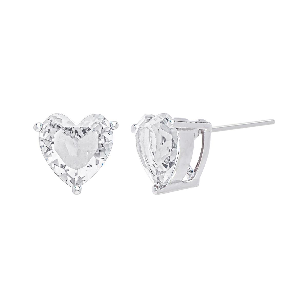 Gianni Argento Lab Created White Sapphire Heart Stud...