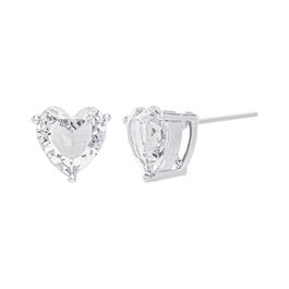 Gianni Argento Lab Created White Sapphire Heart Stud Earrings