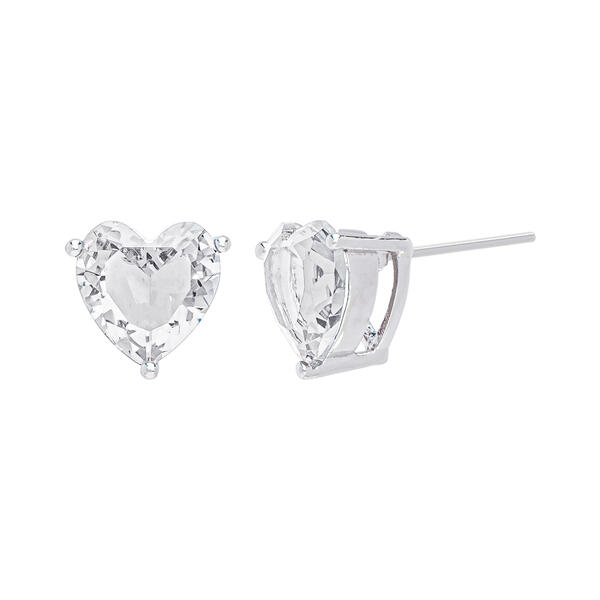Gianni Argento Lab Created White Sapphire Heart Stud Earrings - image 