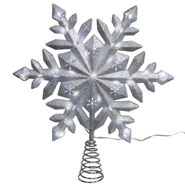 Kurt Adler 25-Light LED Glittered Snowflake Tree Topper - image 