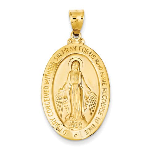 Unisex Gold Classics(tm) 14kt. Gold Mary Medal Pendant - image 