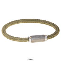 Mens Lynx Damascus Steel & Silicone Bracelet